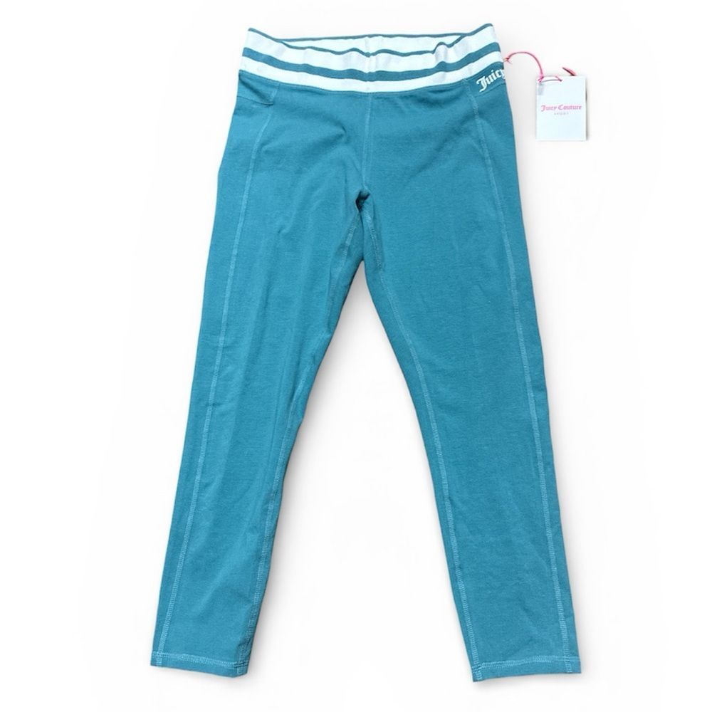 Juicy Couture Sport Essential Crop Capri Leggings teal blue small New